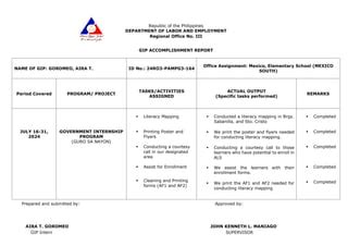 accomplishment report for gip|Government Internship Program (GIP) – Philippines.